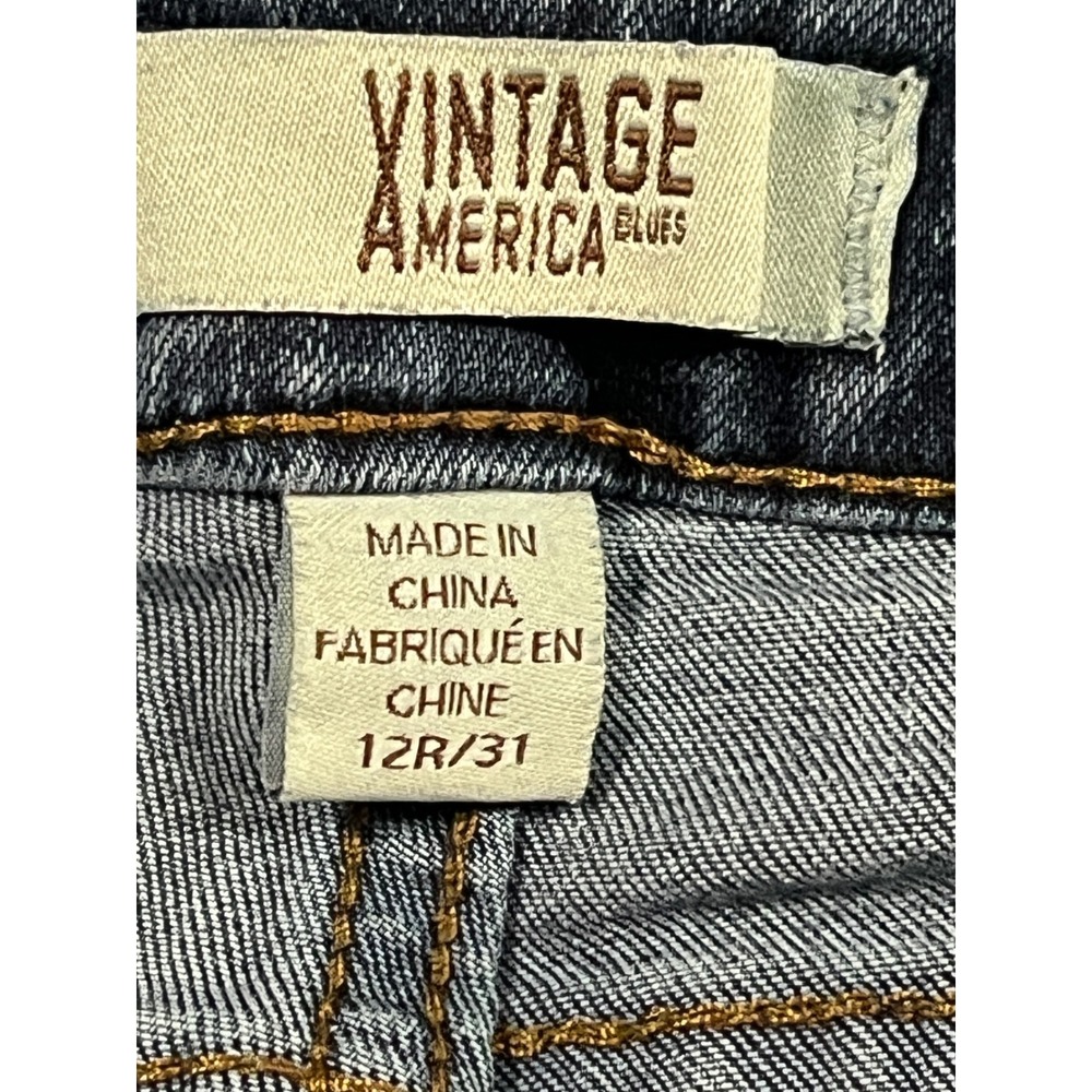 Vintage America Blues Skinny Jeans Womens 12R 31 Medium Wash Blue Denim Stretch - Picture 2 of 8